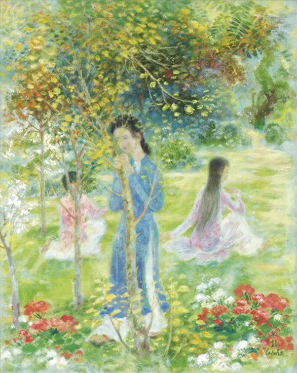Tác phẩm Ba cô gái trong vườn của họa sĩ Lê Phổ, đã được nhà sưu tập Nguyễn Minh mua về nước năm 2013 từ nhà đấu giá Sotheby's, Hong Kong