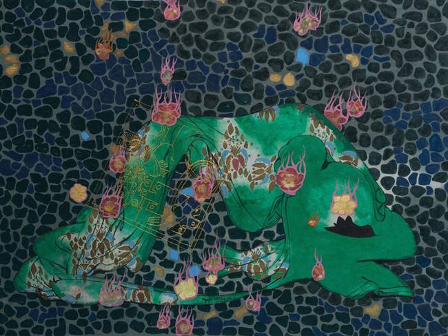 Tác phẩm 'Mưa hoa' của họa sĩ trẻ Nguyễn Thế Hùng