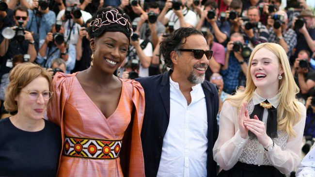 Một số thành viên ban giám khảo Cannes năm nay gồm Kelly Reichardt, Maimouna N'Diaye, Alejandro González Iñárritu và Elle Fanning tại lễ khai mạc Liên hoan phim Cannes lần thứ 72 - Ảnh: Getty