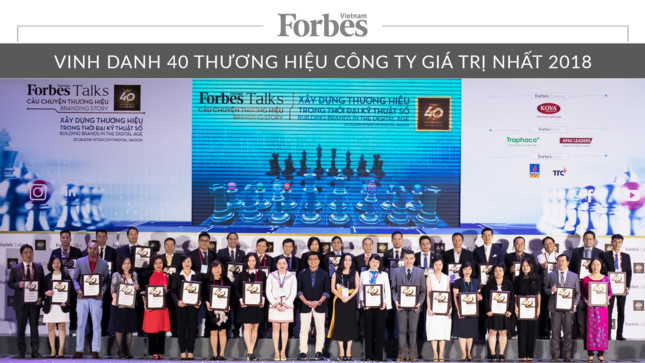 Forbes Việt Nam vinh danh 40 thương hiệu công ty giá trị nhất năm 2018. Các chuyên gia kỳ vọng sẽ ngày càng có thêm nhiều doanh nghiệp Việt lọt vào danh sách này. Ảnh: Forbes Việt Nam.