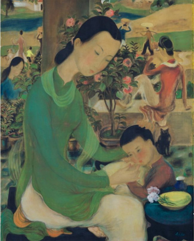 Bức tranh “Đời sống gia đình” là một trong số những tác phẩm tiêu biểu của họa sĩ Lê Phổ – Ảnh: Sotheby’s