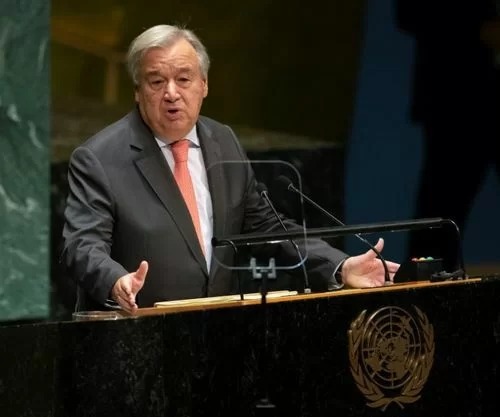 Tổng thư ký Liên Hợp Quốc Antonio Guterres phát biểu trong phiên họp thứ 74 Đại Hội đồng Liên Hợp Quốc tại trụ sở ở New York ngày 24/9. Ảnh: AFP