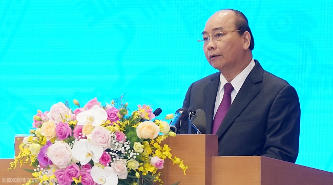 Thủ tướng Nguyễn Xuân Phúc phát biểu tại hội nghị. Ảnh: Quang Hiếu.
