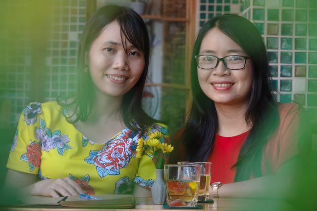 Huyền Trang và tác giả bài viết