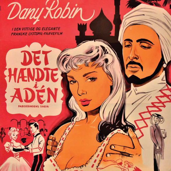 Trong khi bộ phim Aladdin mới nhất của Disney được phát hành toàn cầu (tài tử Will Smith tham gia), một triển lãm ở Lebanon đã mở cánh cửa nhìn lại một thế kỷ của các apphich quảng cáo phim về phương Đông qua đôi mắt phương Tây. Những nhà phê bình nghệ thuật Trung Đông nhận xét rằng các apphich quảng cáo cho thấy một phương Đông trong mắt phương Tây chẳng có gì ăn nhập với một phương Đông trong thực tế. Trong ảnh là Apphich phim It Happened in Aden bằng tiếng Đan Mạch, 1956 - Ảnh: middleeasteye.net