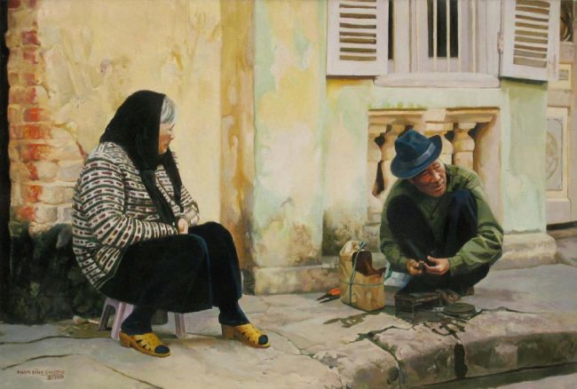 Tác phẩm Bên hè phố vẽ năm 2007.