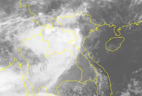 Ảnh mây vệ tinh của bão số 2 suy yếu thành áp thấp nhiệt đới - Nguồn: Trung tâm Dự báo khí tượng thủy văn quốc gia