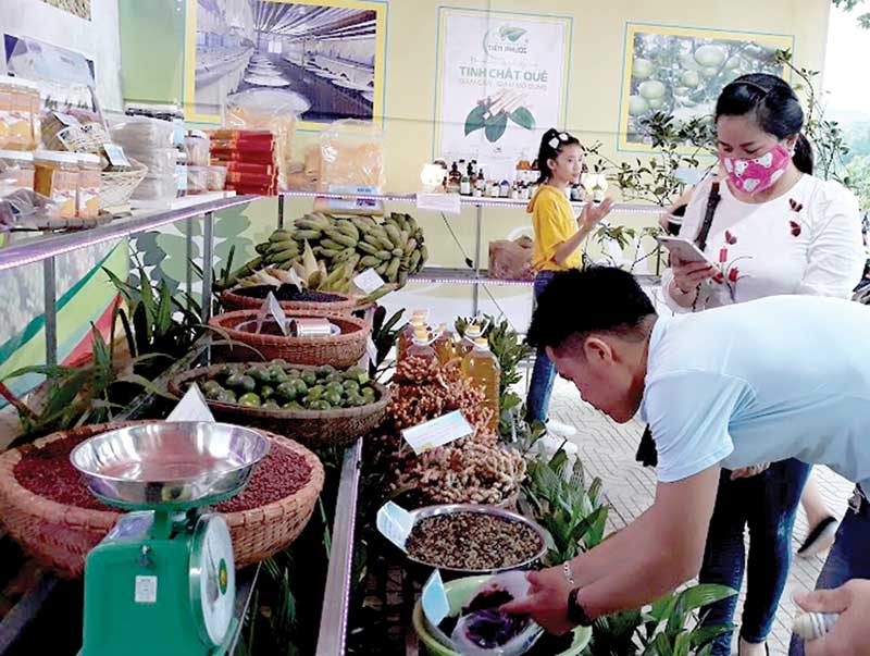 Trưng bày sản phẩm tiêu biểu trên lĩnh vực nông nghiệp. Ảnh: C.N