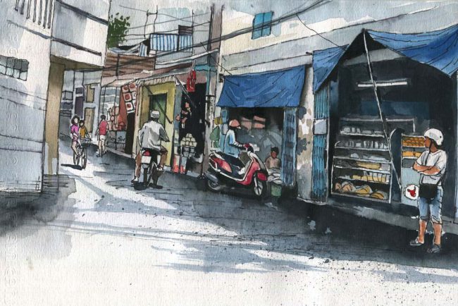 Đường vào chợ Lò Đúc ở quận Phú Nhuận.