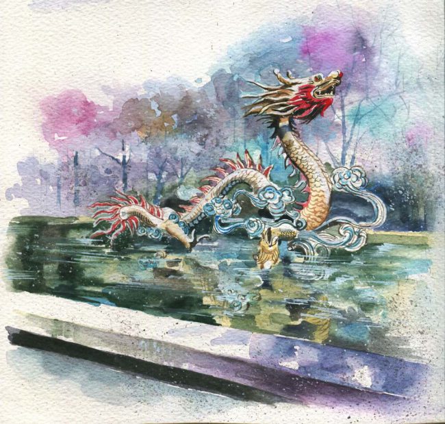 Tượng rồng trong công viên Cửu Long (còn gọi là công viên Thăng Long) ở quận 5.